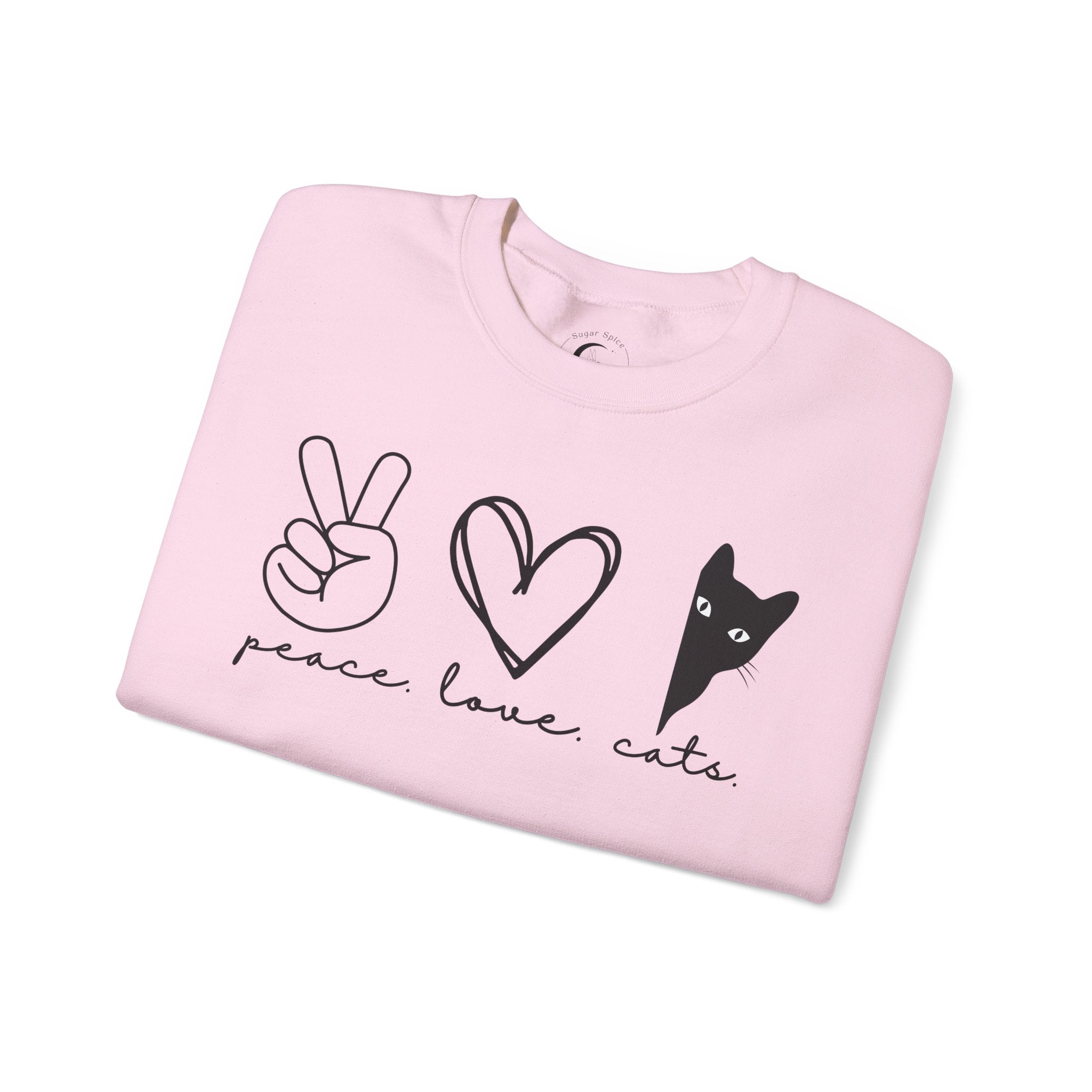 Peace Love Cats Crewneck Sweatshirt – Cat Lover Graphic Pullover