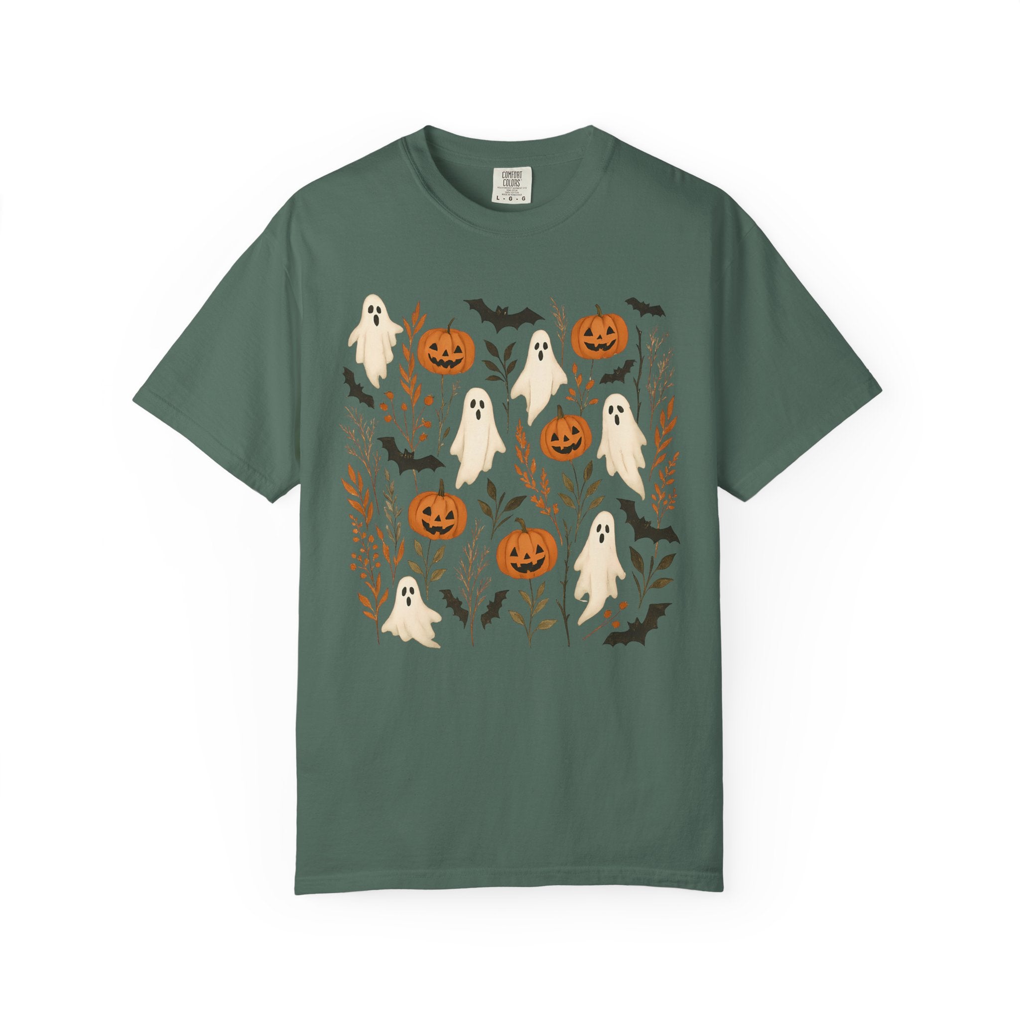 Halloween Ghost & Pumpkin Shirt | Cottagecore Botanical Spooky Season Tee
