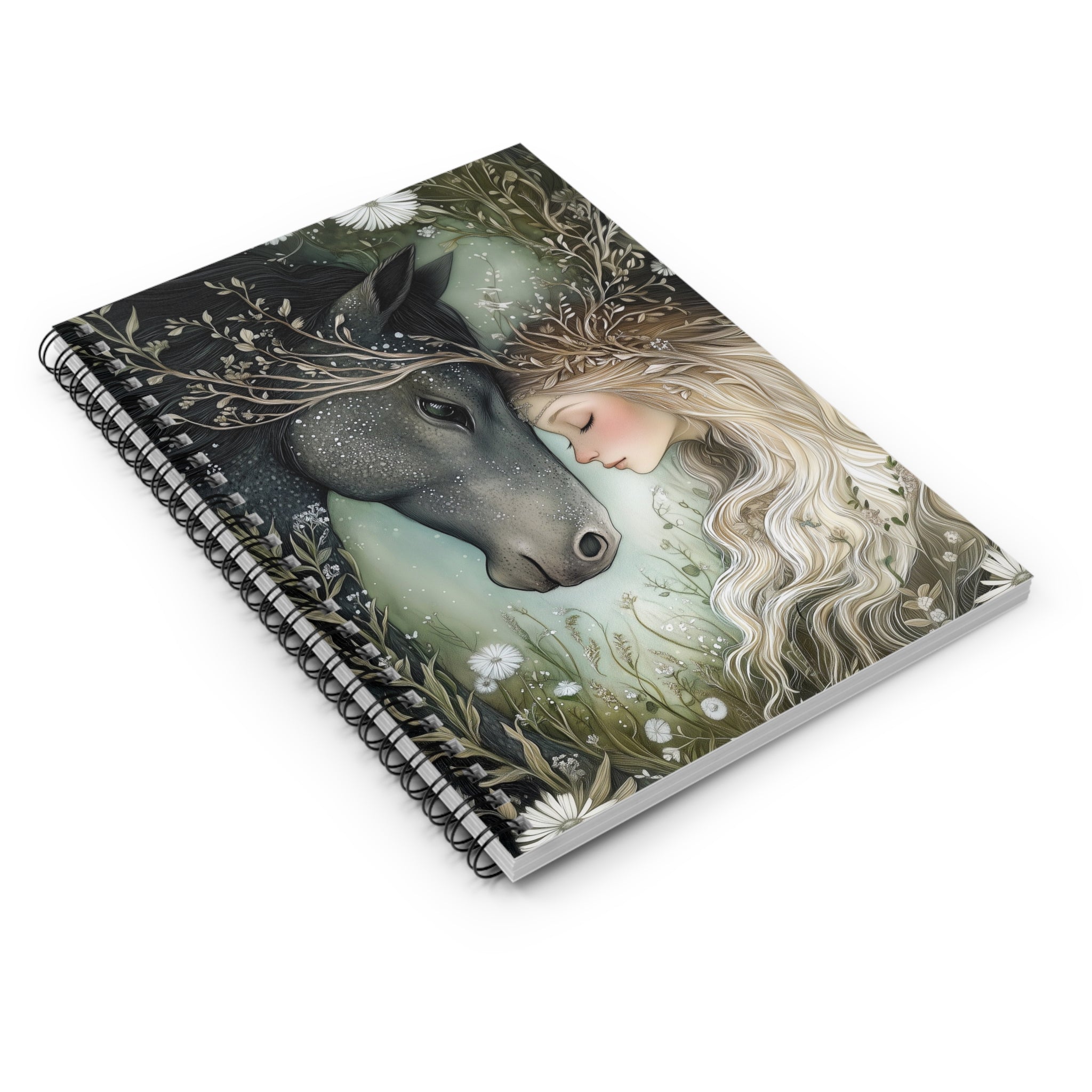Notebook with an illustration of a woman and a horse on the cover