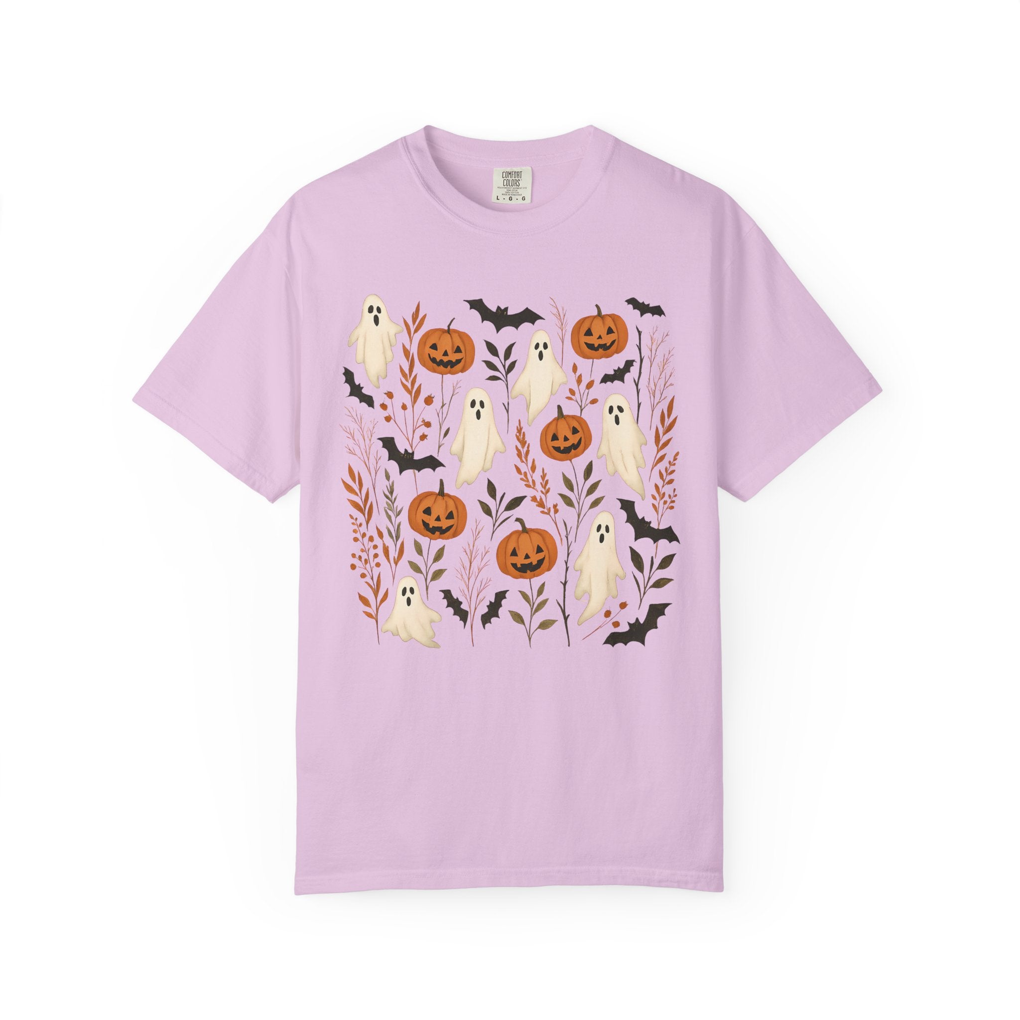 Halloween Ghost & Pumpkin Shirt | Cottagecore Botanical Spooky Season Tee