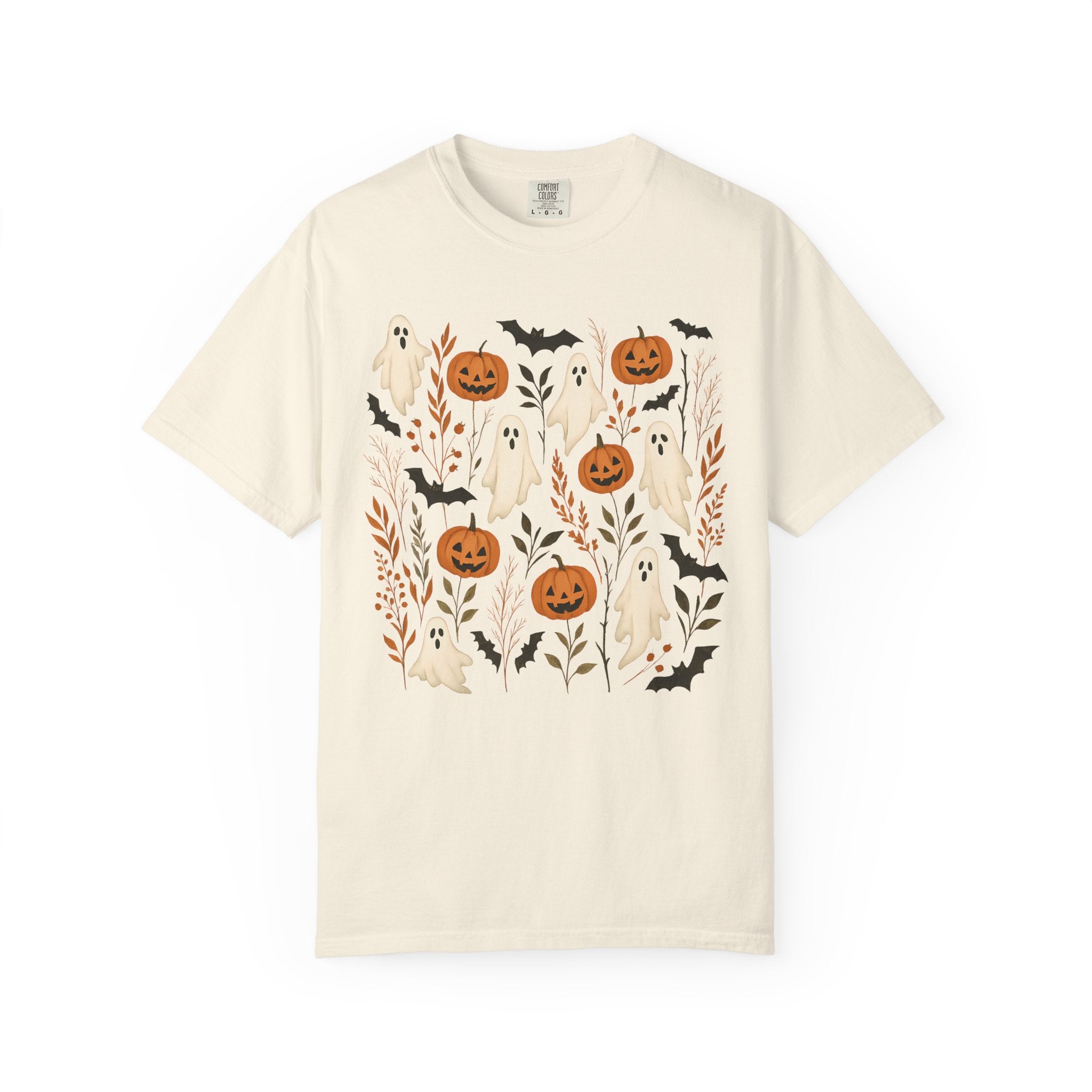 Halloween Ghost & Pumpkin Shirt | Cottagecore Botanical Spooky Season Tee