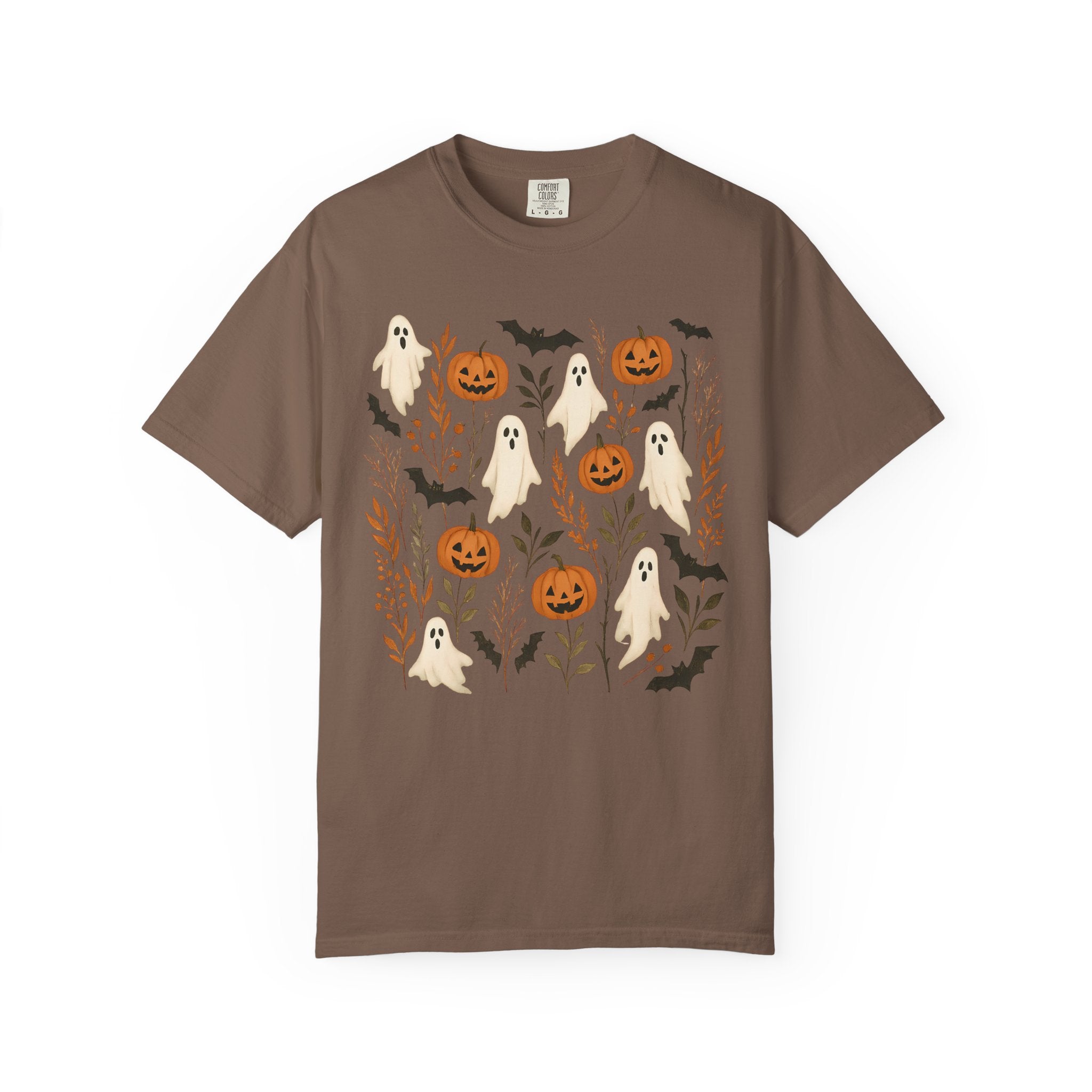 Halloween Ghost & Pumpkin Shirt | Cottagecore Botanical Spooky Season Tee