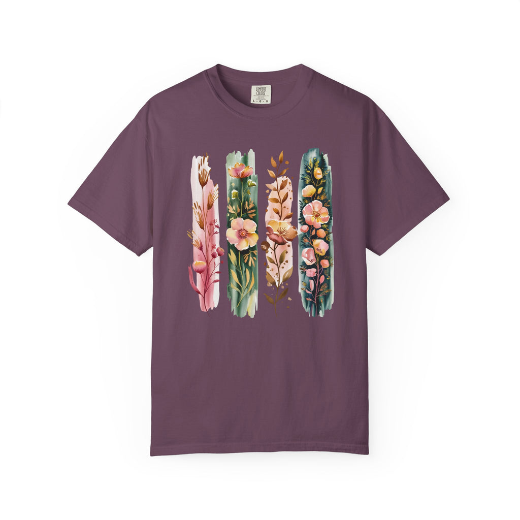 Wildflower brushstroke watercolor floral design – cottagecore shirt