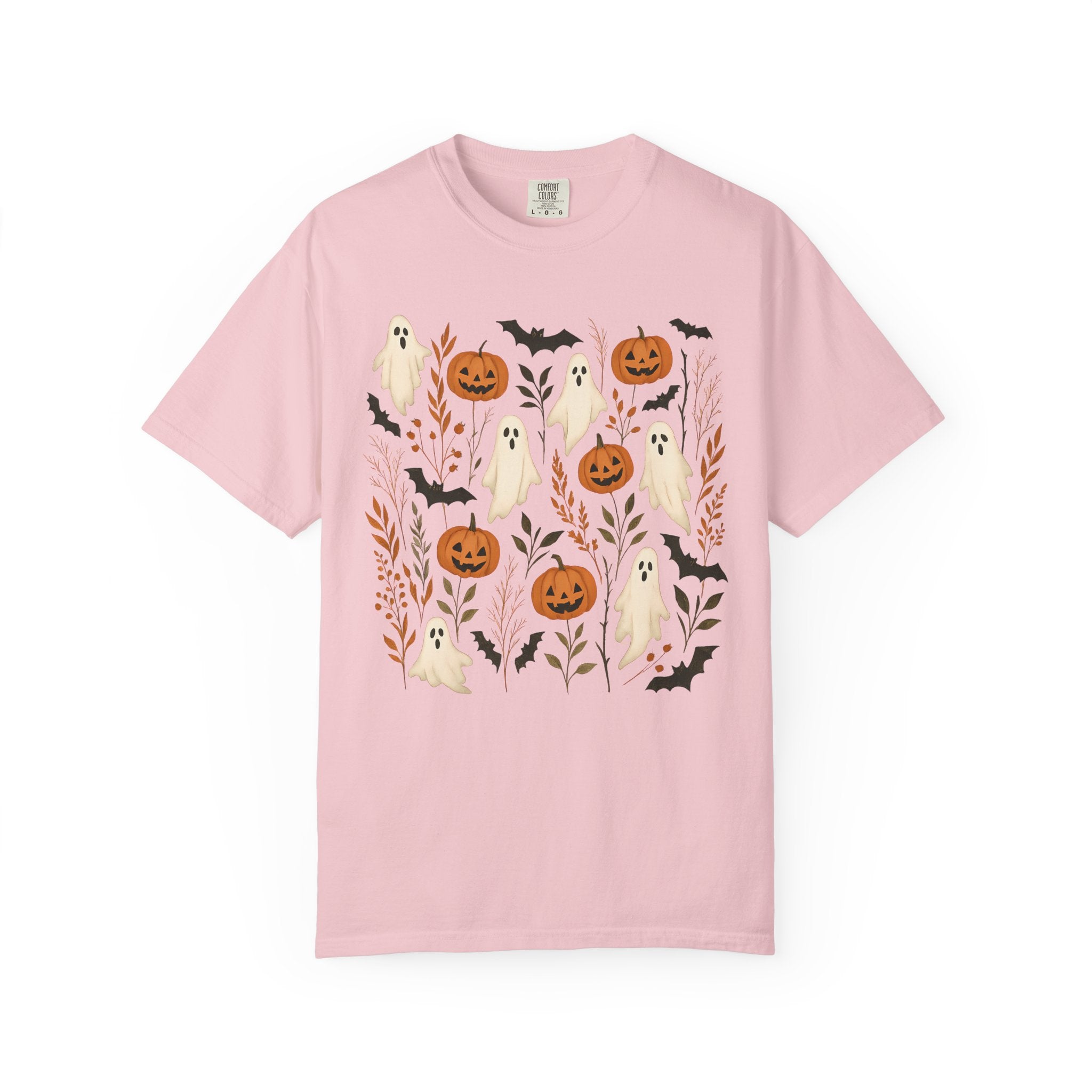 Halloween Ghost & Pumpkin Shirt | Cottagecore Botanical Spooky Season Tee