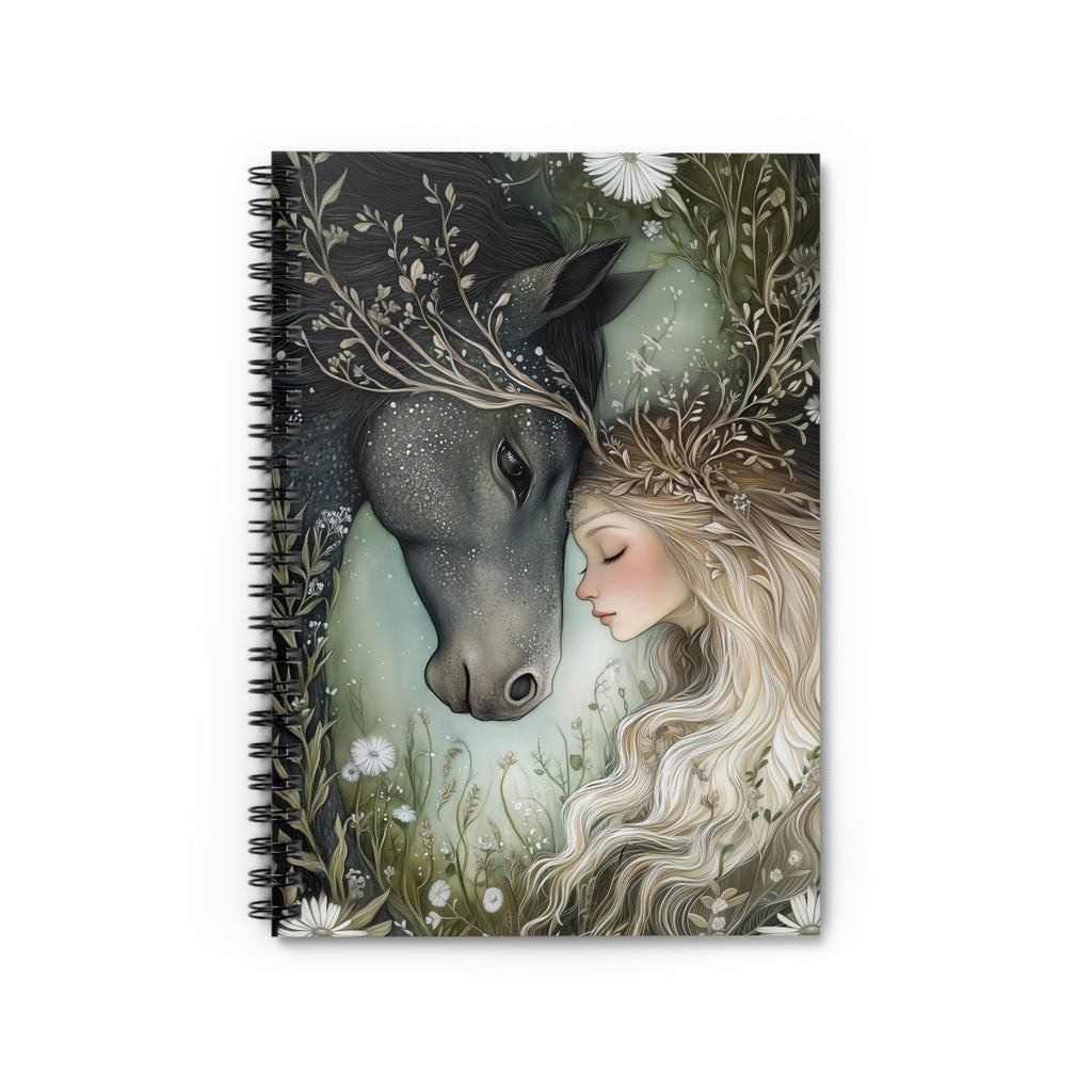 Enchanted Meadow Notebook — Fairy & Horse Spiral Journal