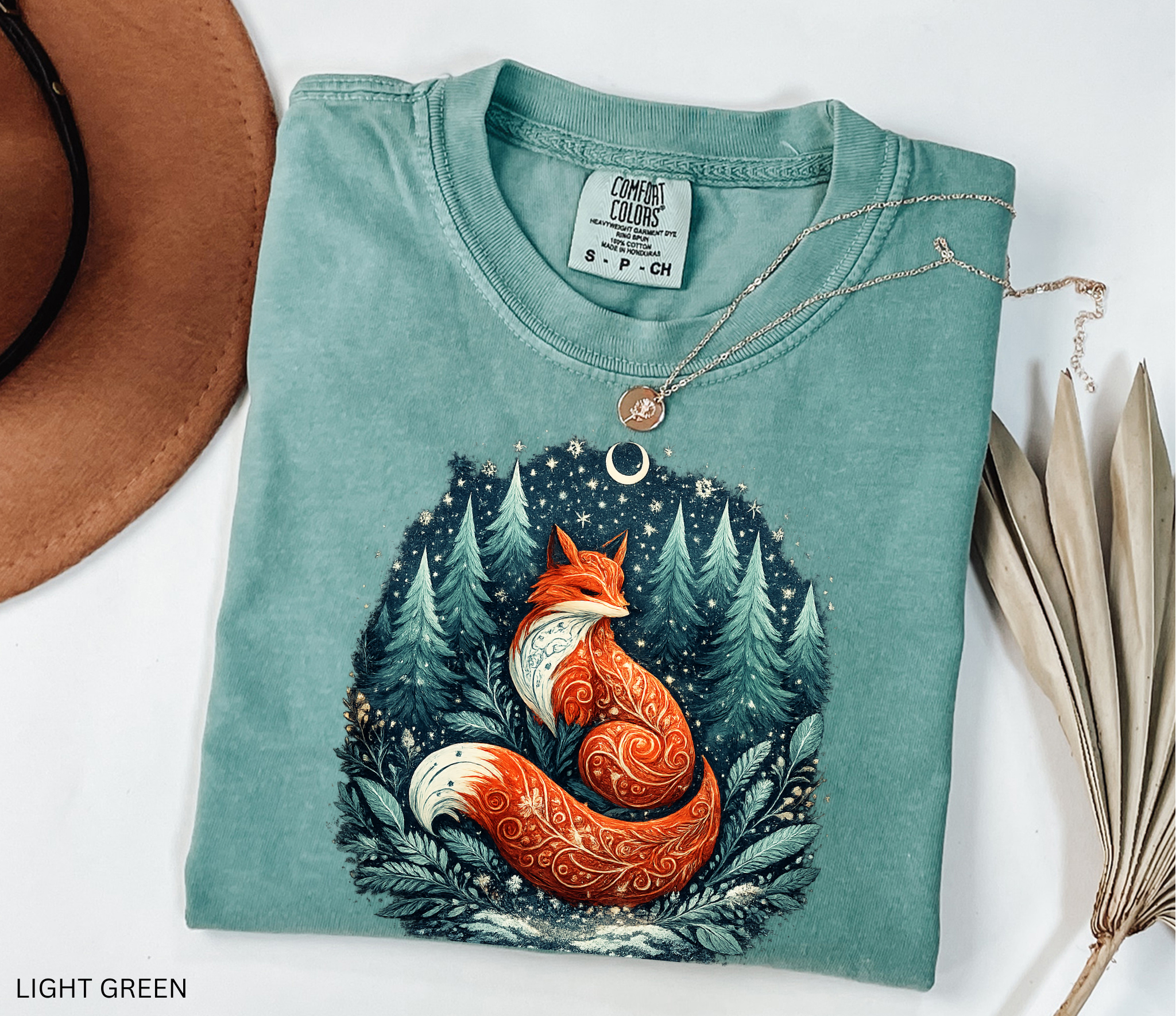 Midnight Forest Fox Tee – Cottagecore Woodland Fairy Shirt
