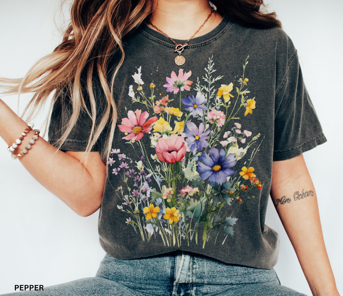 Wildflower Meadow Shirt | Cottagecore Floral Comfort Colors Tee ...