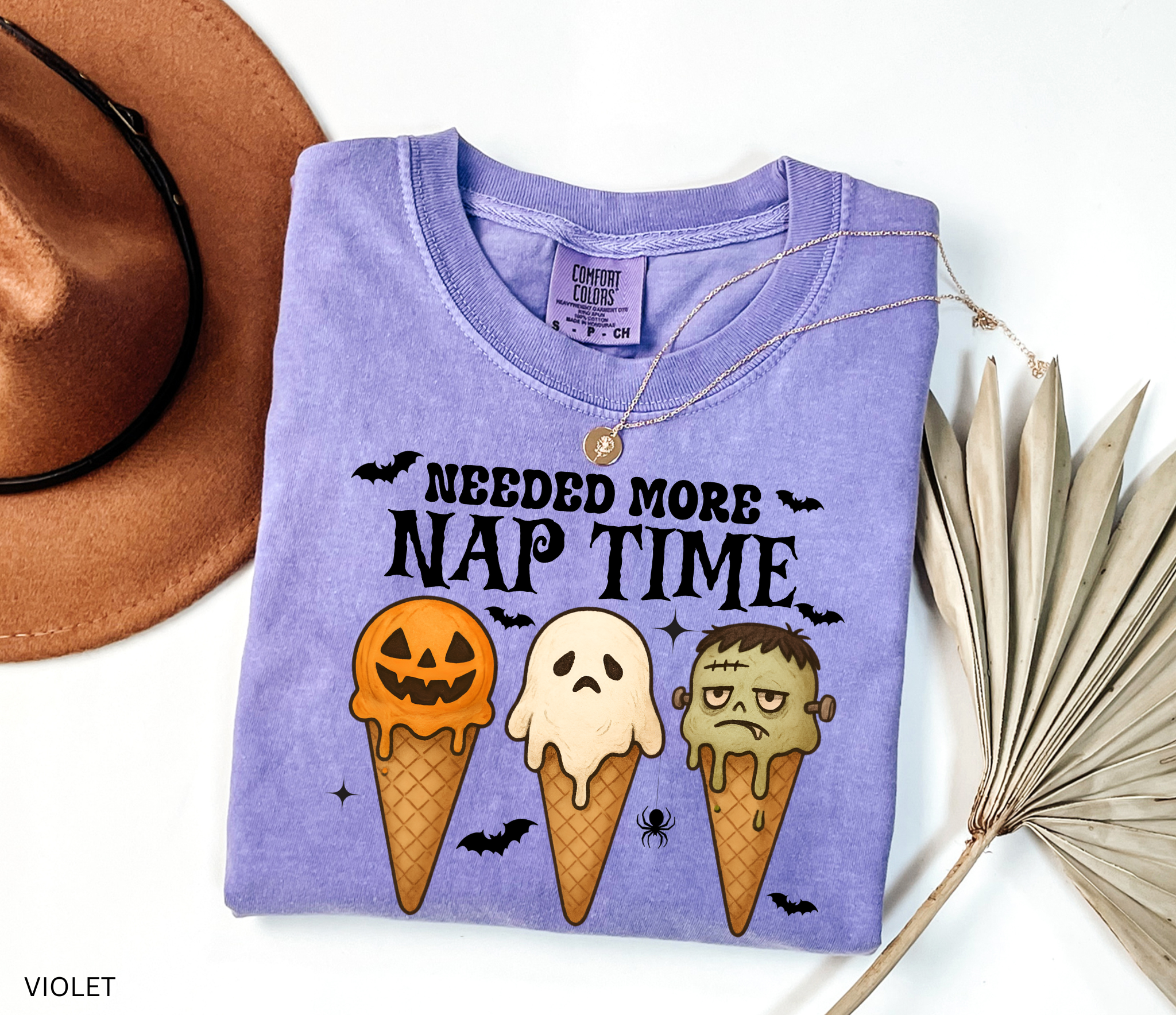 Daycare teacher Halloween shirt with pumpkin, ghost, and Frankenstein ice cream cone design – fun spooky tee for preschool and childcare staff.