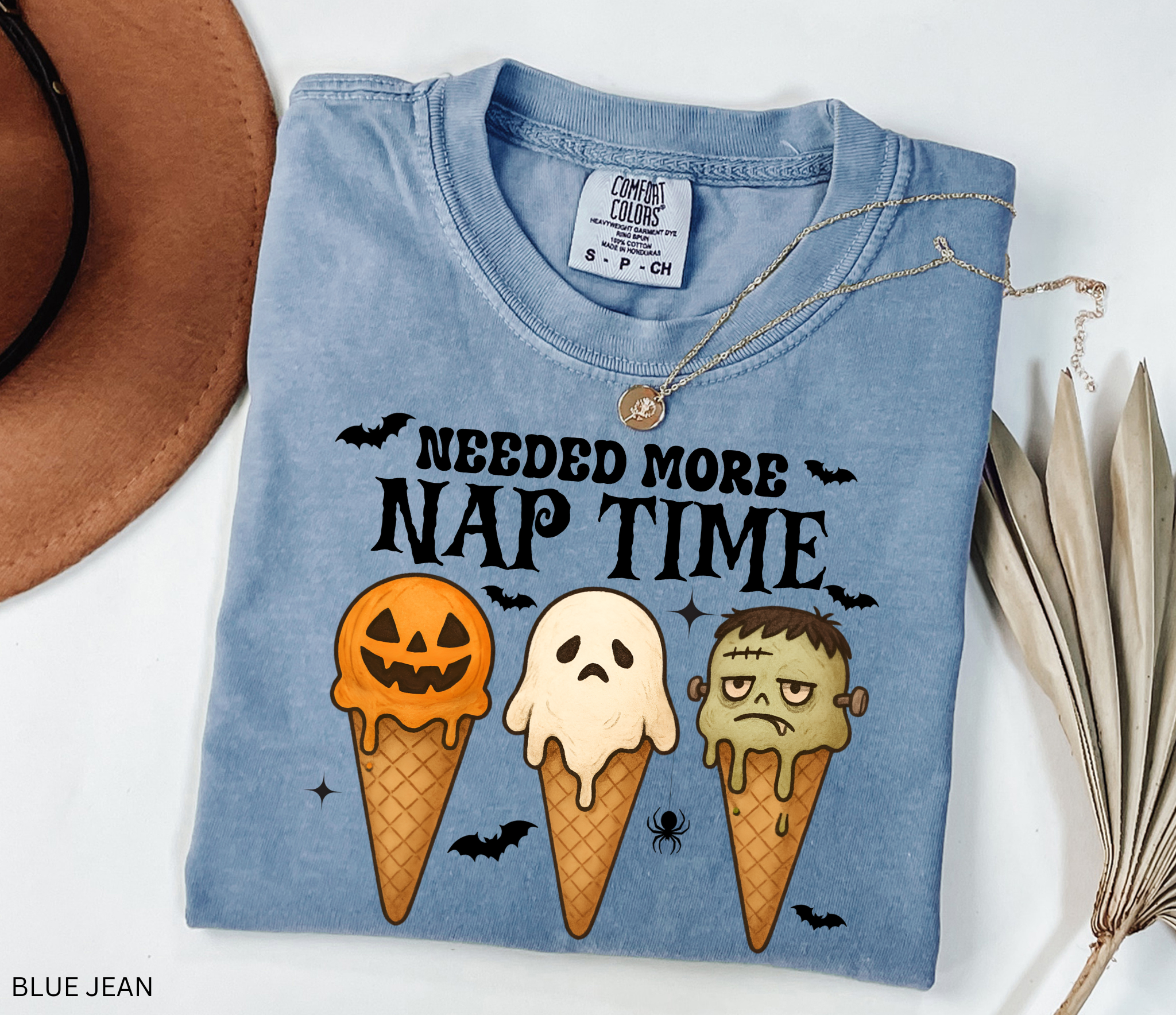 Daycare teacher Halloween shirt with pumpkin, ghost, and Frankenstein ice cream cone design – fun spooky tee for preschool and childcare staff.
