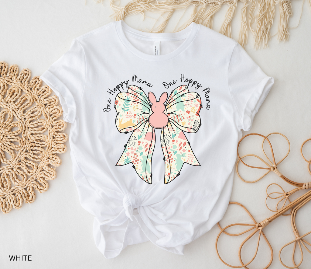 One Hoppy Mama Shirt – Easter Mom Bella Canvas 3001 Tee