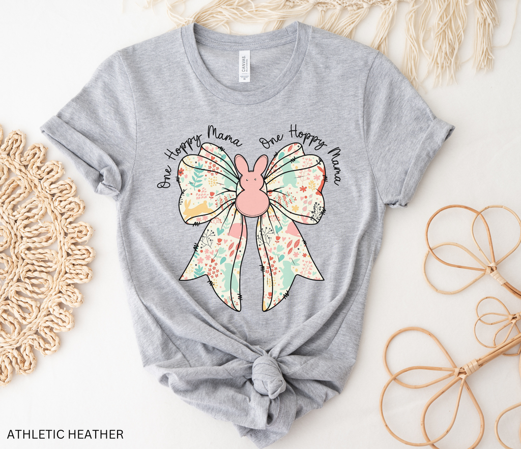 One Hoppy Mama Shirt – Easter Mom Bella Canvas 3001 Tee