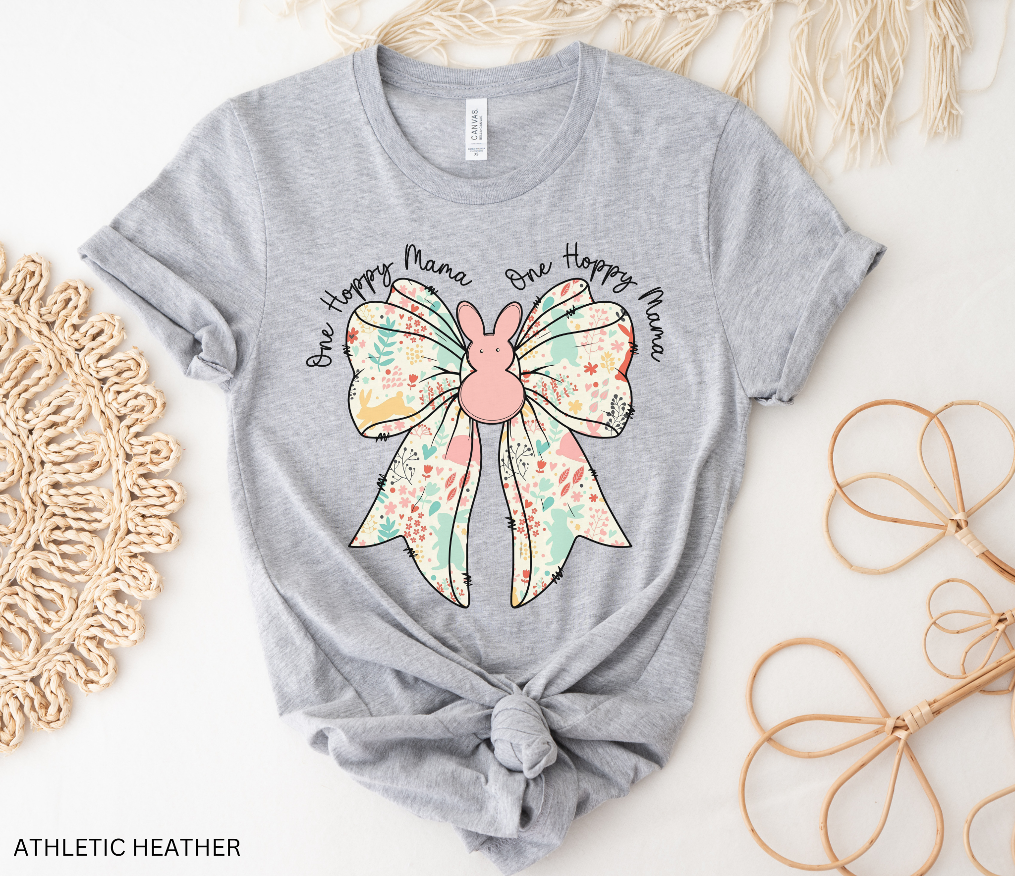 One Hoppy Mama Shirt – Easter Mom Bella Canvas 3001 Tee