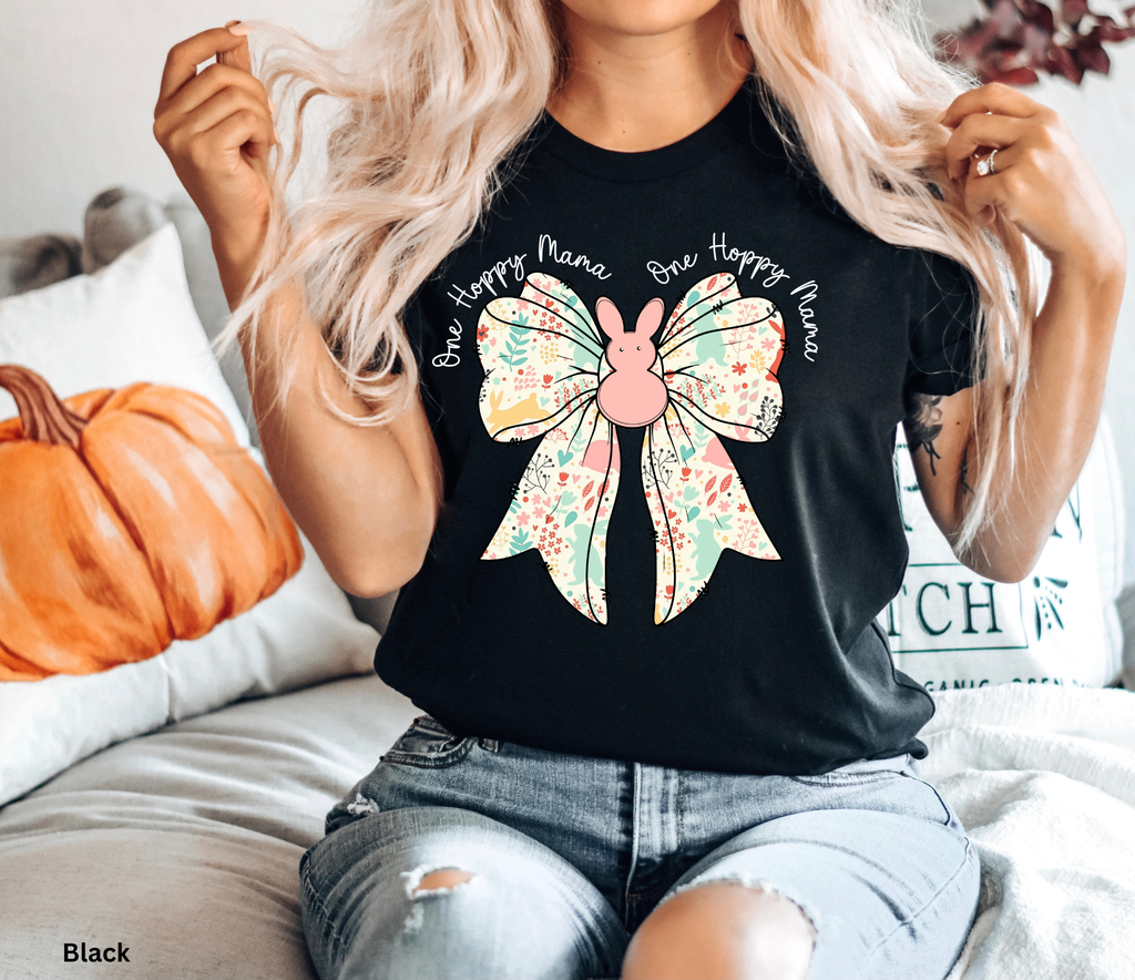 One Hoppy Mama Shirt – Easter Mom Bella Canvas 3001 Tee