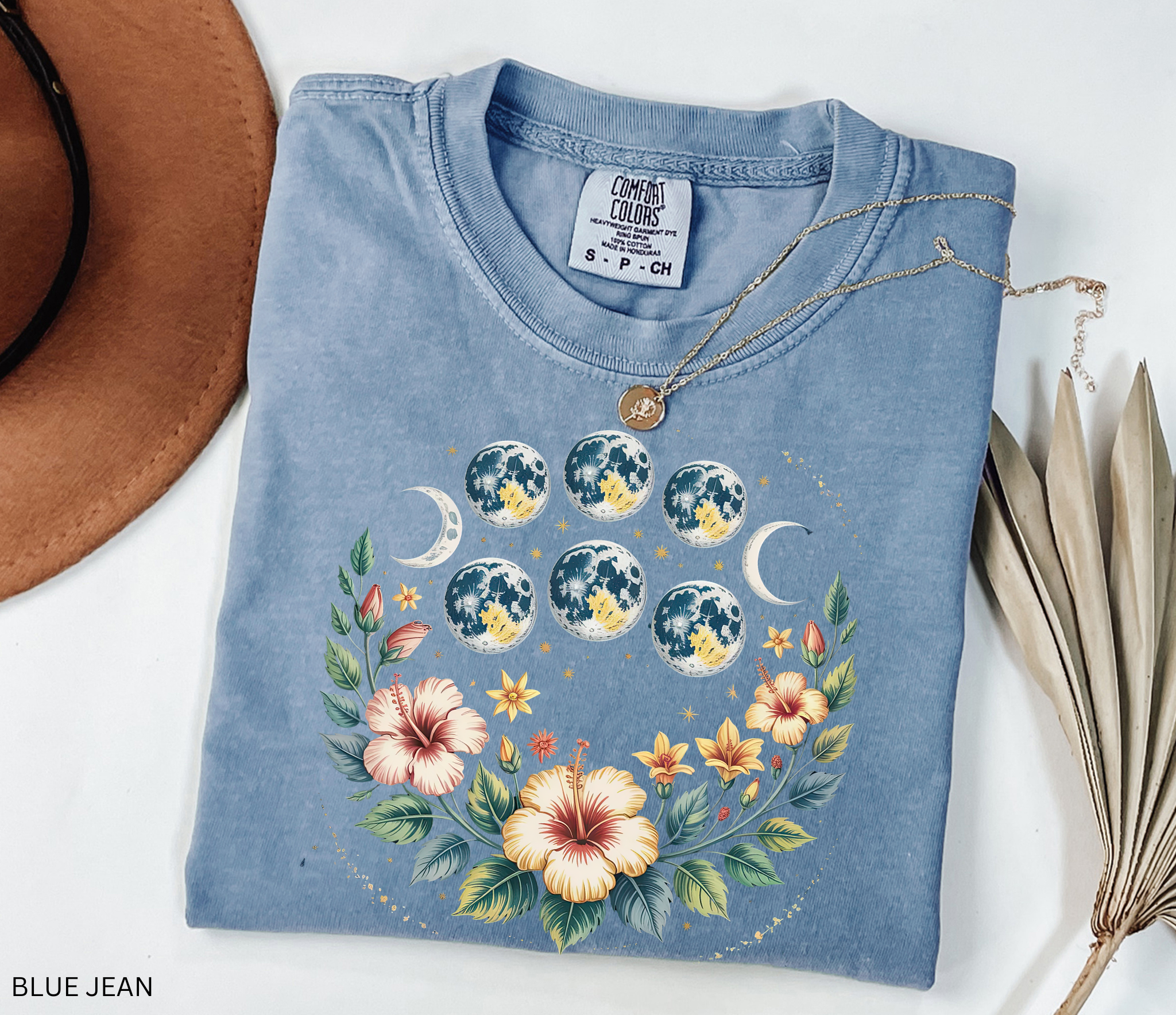Moon Phases Floral Shirt 🌙 Botanical Celestial Tee