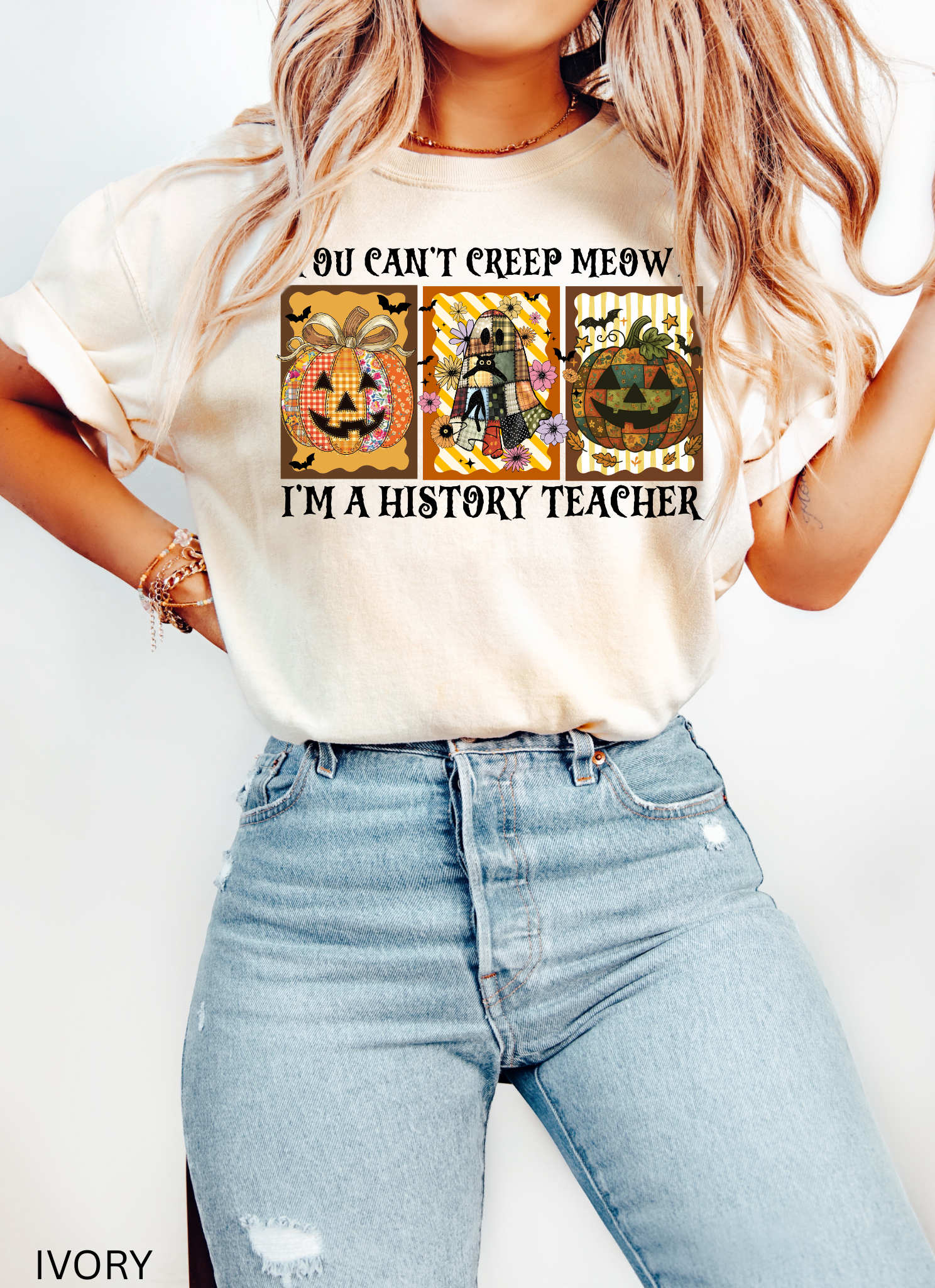 You Can't Creep Meowt I'm A History Teacher T-Shirt