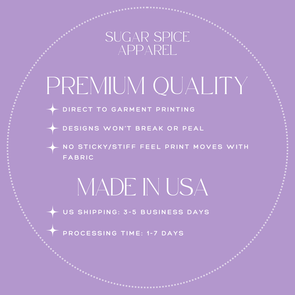 Promotional text about Sugar Spice Apparel on a purple background