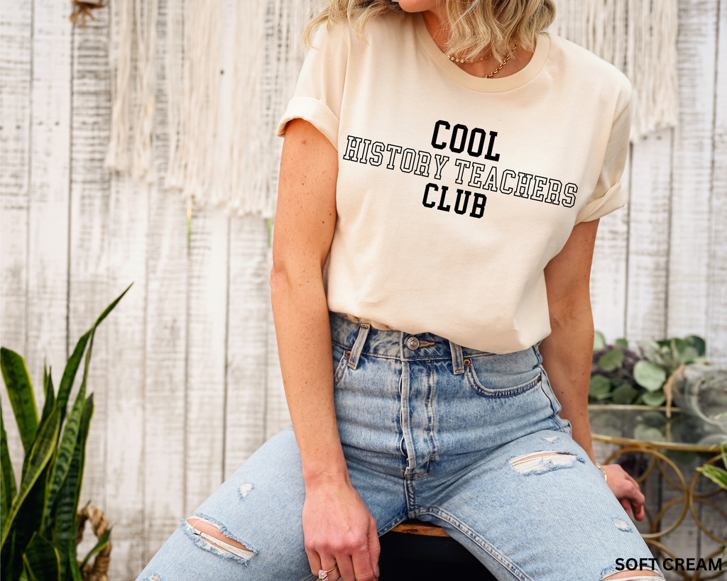 Cool History Teachers Club black history teacher shirt with collegiate lettering